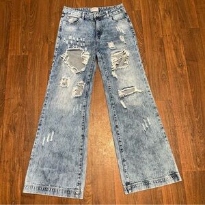 Litz by Uniq Rocker Distressed Wide Leg Boyfriend Jeans 5/27